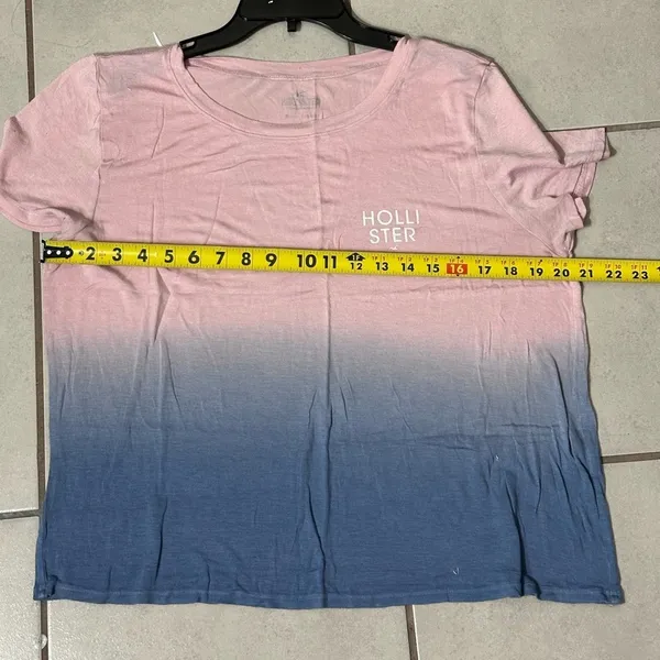 Hollister Women Blue/Pink Casual‎ tie dye shirt size L - Image 6