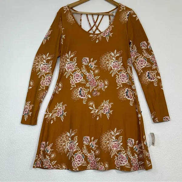 Mudd  fall Orange Floral Long Sleeve Dress - Image 2