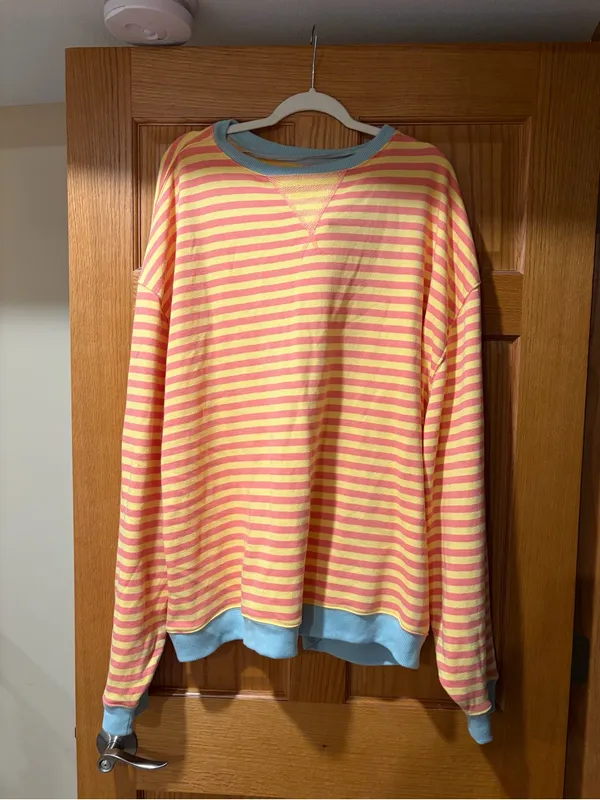 Latte Combo Classic Striped Crew Free People size XL - Image 2
