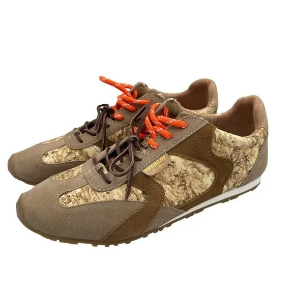 Sam Edelman Women's Size 9 Sneakers Tan Camo Tropical Print Lace Up Casual Shoes - Image 2