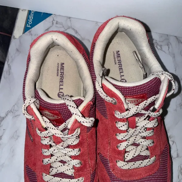 Merrell Solo Origin Sneakers Women 8 Red Suede Granola Mesh Hiking Trail Running - Image 7