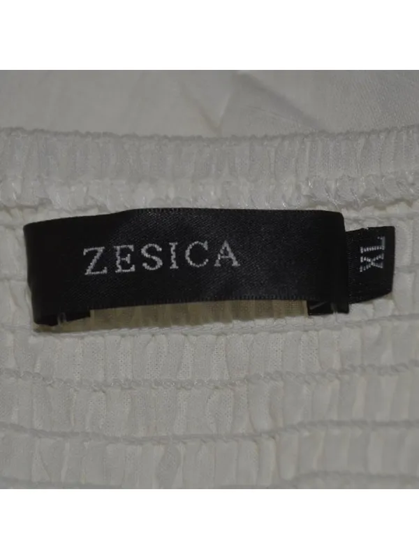 ZESICA Dress White Black Rickrack Trim Ruffle Sleeve Square Neck Sleeveless XL - Image 12