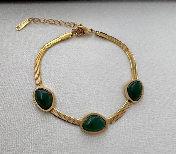 Adjustable Snake Chain Green Crystal Bracelet for Women - Image 4