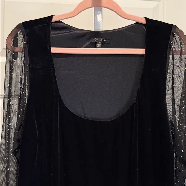 City Studio Black Velvet Mesh Sleeve Bodycon Dress Size 2X‎ NWT Whimsigoth Y2K - Image 4