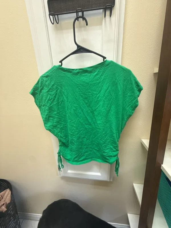 Zara Green Ruched Side Short Sleeve T-Shirt - Image 3