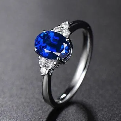 Women's Adjustable Blue Crystal Sapphire Ring - Image 2