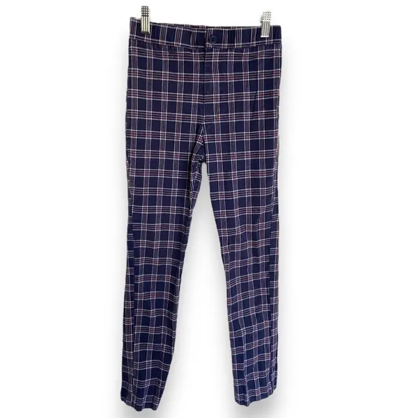 Sky and Sparrow Womens Pants Sz XS Navy Blue Plaid Twill‎ Tapered - Image 5