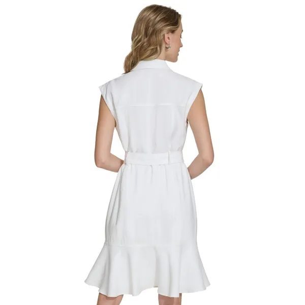 Calvin Klein Womens Sleeveless Button Up Shirt Dress M4CB8908 Soft White 16 - Image 7