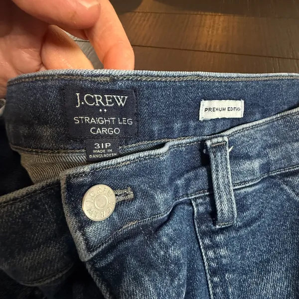 J.Crew Straight Leg‎ Cargo Jeans Medium Wash Blue Utility Denim 31P Petite - Image 7