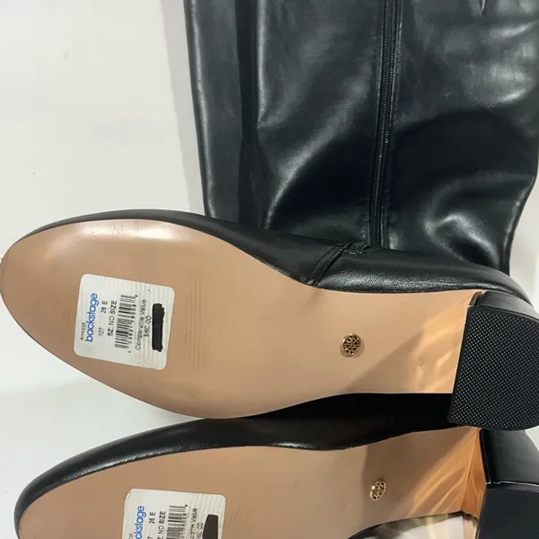 Xoxo Kendal Leather Tall Boot With Gold Heel Accent Zip Women Sz 10m Black New - Image 11