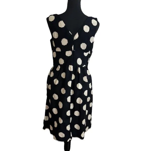 Ann Taylor Loft Black‎ Ivory Polka dot dress Sz 8 Cocktail Sleeveless Officecore - Image 2