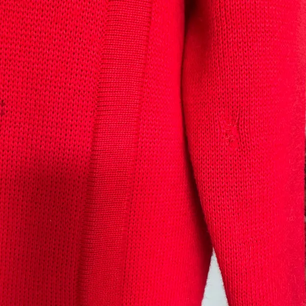 Vintage Carine‎ Paris Red Knit Wool Cardigan Jacket Gold Anchor Buttons Womens L - Image 7