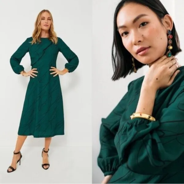 Tuckernuck Pine Twombly Macie Midi Dress S Green Draped NWT - Image 9
