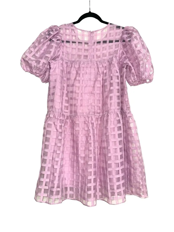 NWT English Factory Gridded Puff Sleeve Organza Babydoll Mini Dress SMALL - Image 4