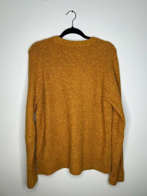 Abercrombie & Fitch Soft A&F yellow cotton blend ribbed-knit sweater size medium - Image 5