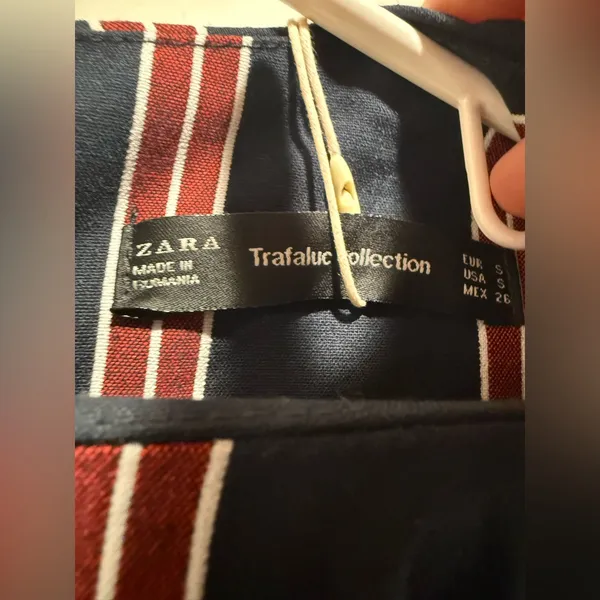 Zara Trafaluc Navy and Red Striped Mini Dress‎ Size Small - Image 8