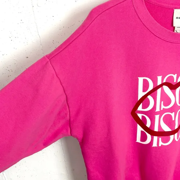 Anthropologie Jordan Nickson Bisou Bisou Sweatshirt Cotton Stretch Pink Medium - Image 7