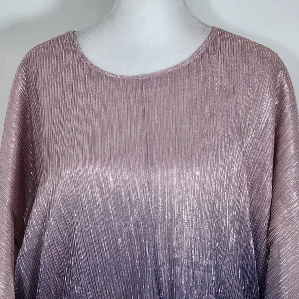 Anthropologie Metallic Gray and Pink Top Size Medium Anthropologie Ombre Blouse - Image 3