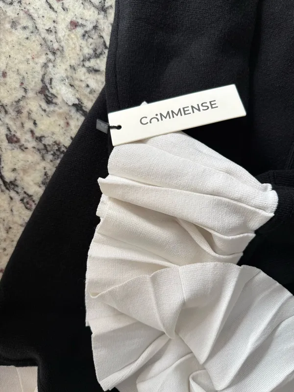 Commence long sleeve sweater dress with white trim - Image 4