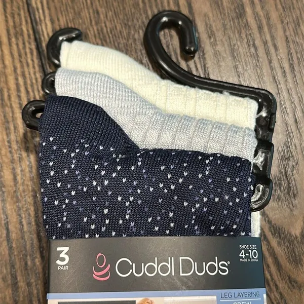 Cuddl Duds Plushfill Crew Socks 3-Pack NEW Navy Grey White Warm Cozy Size 4-10 - Image 5