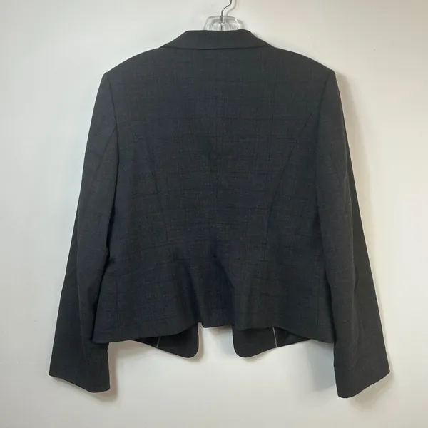Calvin Klein Charcoal Grey Stretch Shawl Collar Open Front Blazer Size 14 Flaw - Image 2