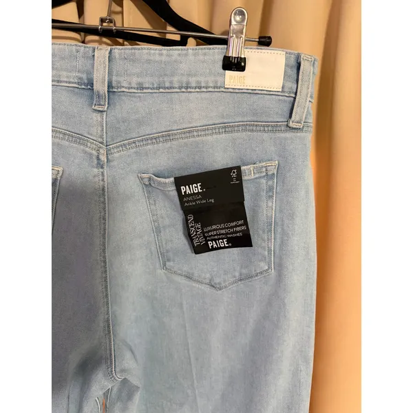PAIGE Anessa High Rise Wide Leg Ankle Jean Light Wash Size 32 - Image 7