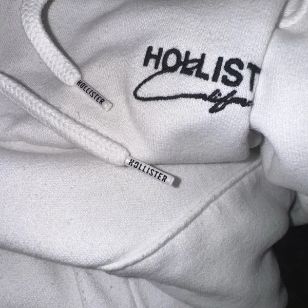 Hollister California Logo Fleece Hoodie Sweatshirt White Size XSMALL Unisex - Image 5