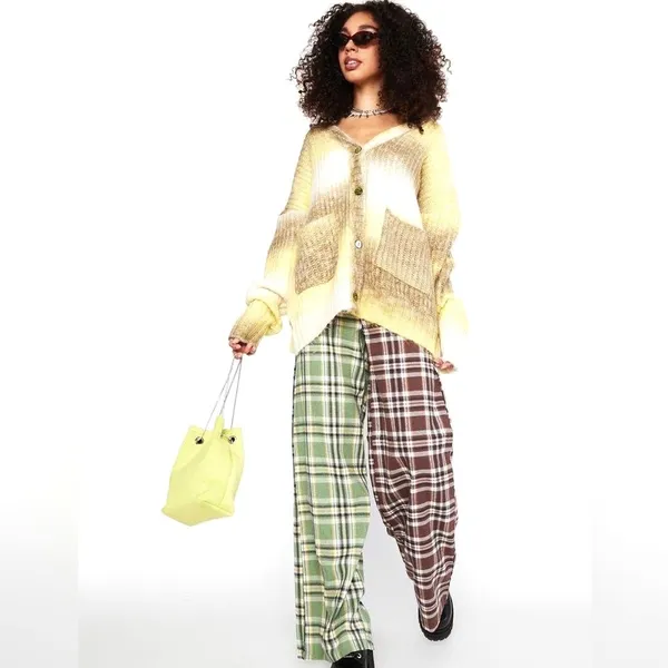 For Love & Lemons Celeste Chunky Knit Cardigan Womens M Yellow Ombre Boho Hippie - Image 4