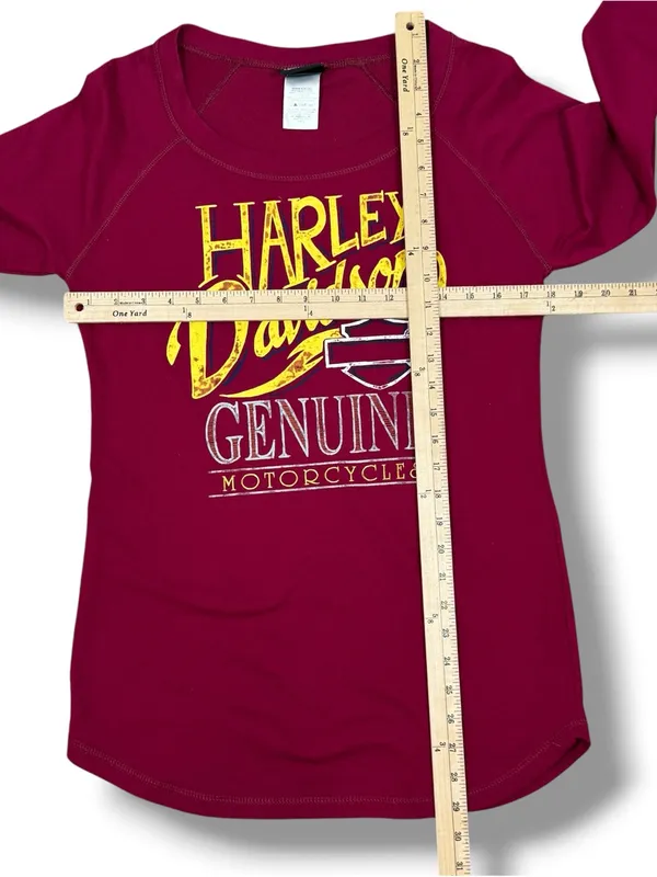Harley Davidson‎ Barnett El Paso Tx French Terry Tee Shirt Long Sleeve Red Small - Image 11