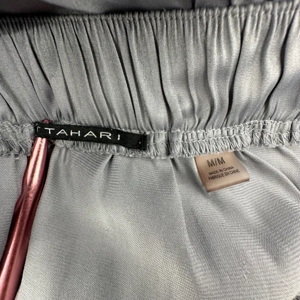 Tahari Tiered Maxi Skirt Metallic Silver Elastic Waist Y3K‎ Boho Chic Clean Girl - Image 5