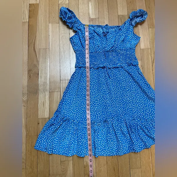 Blue Polka Dot Ruffle Dress - Image 3
