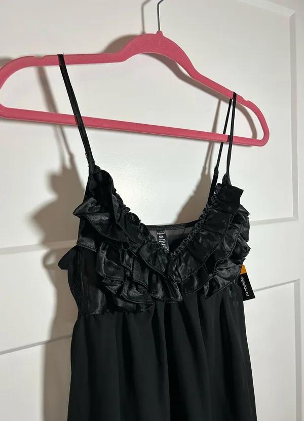 Small sheer cami babydoll teddy top + bikini set Black - Image 3