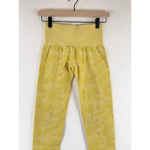 NVTGN Womens Leggings Sunshine Yellow Camo Seamless High Waisted Pull On Size XS - Image 7