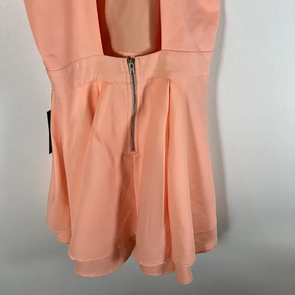 Lulus Dress Rehearsal Coral Skater Fit & Flare Mini Dress‎ Women's Medium Tiered - Image 9