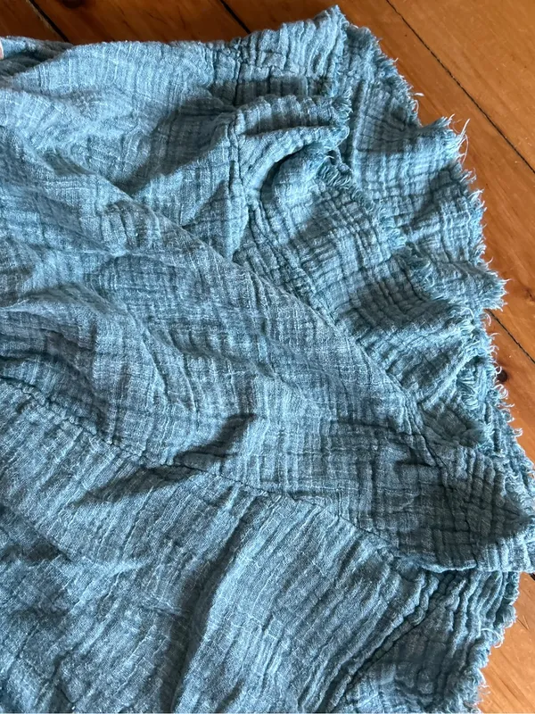 Free People FP One Solona Shorts Washed Blue Ruffled small no drawstring - Image 3