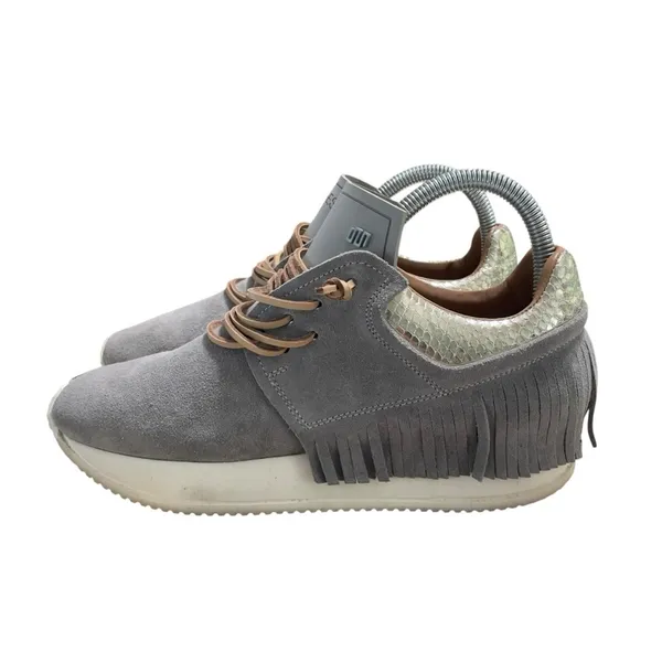 ESSEUTESSE Fringe Silver Leather Sneakers Shoes Made in Italy Womens 36 6 US - Image 3