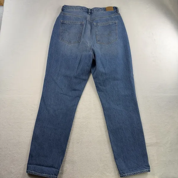 American Eagle 10 Long 10T Highest Rise Mom‎ Jeans Ripped Knee Distressed Blue - Image 11