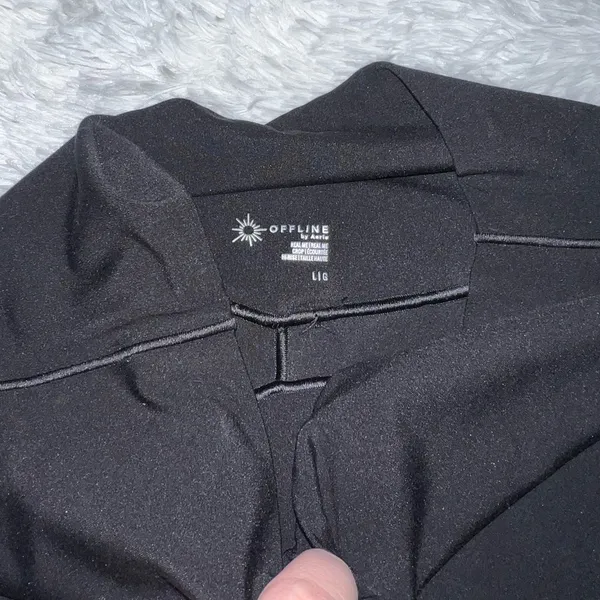 Aerie Offline Black Biker Shorts Long Length size Large - Image 3