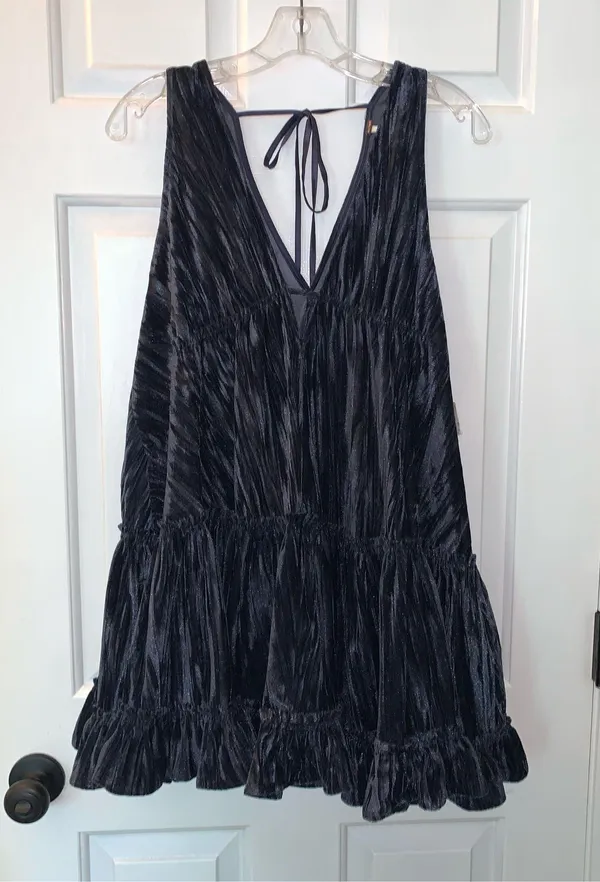 NWT Free People Blue Pleated Plush Swing Dress - Image 2