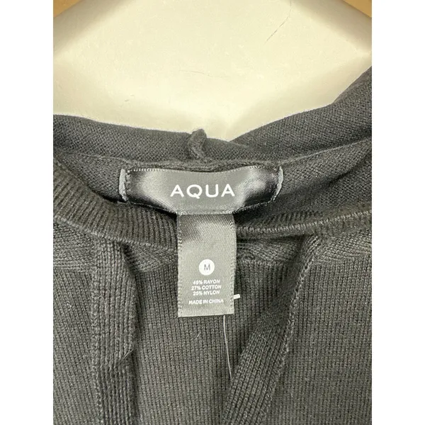 AQUA New Pullover Hoodie‎ Black Size M Long Sleeve Hooded Comfy Basic Minimalist - Image 6