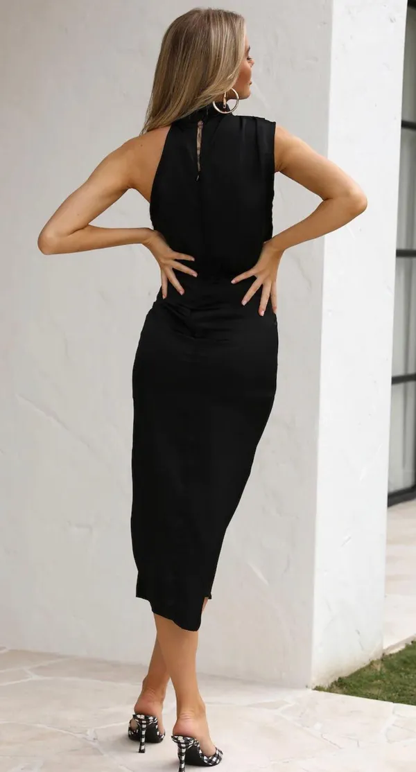 Hello Molly Black Satin Cocktail Dress NWT - Image 2