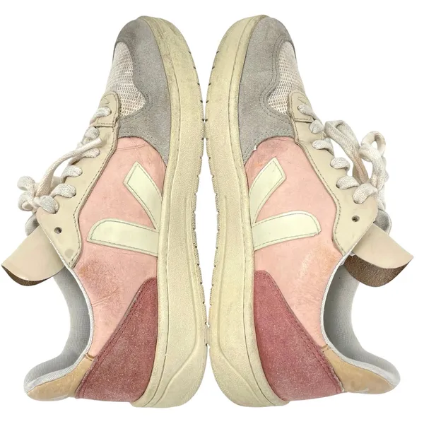 Veja V-10 Multico Colorblock Sneaker Suede Leather Pastel Pink Blue Cream Size 8 - Image 2