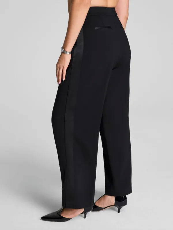 Spanx Ponte Pleated Barrel Leg Trouser with Tuxedo Stripe - Image 2