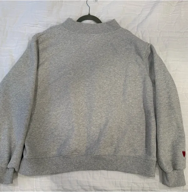 Parke Valentine's Varsity Mockneck - Classic Grey + Crimson - Image 2