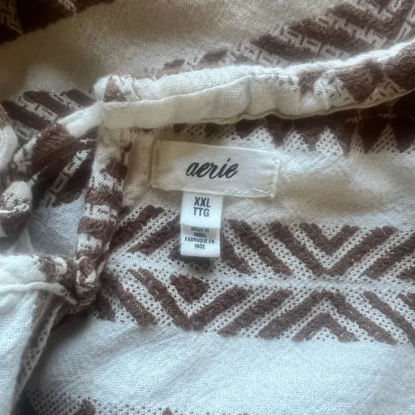 Aerie Brown & Cream Geometric Boho Open Back Sun Dress - Image 8
