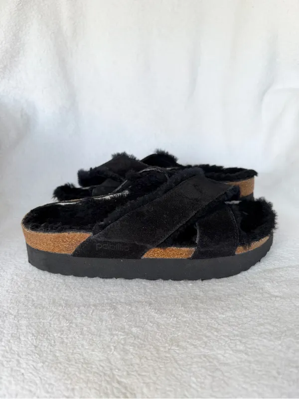 PAPILLIO By BIRKENSTOCK Women's Daytona Platform Black Shearling Sandal Sz 38 - Image 8