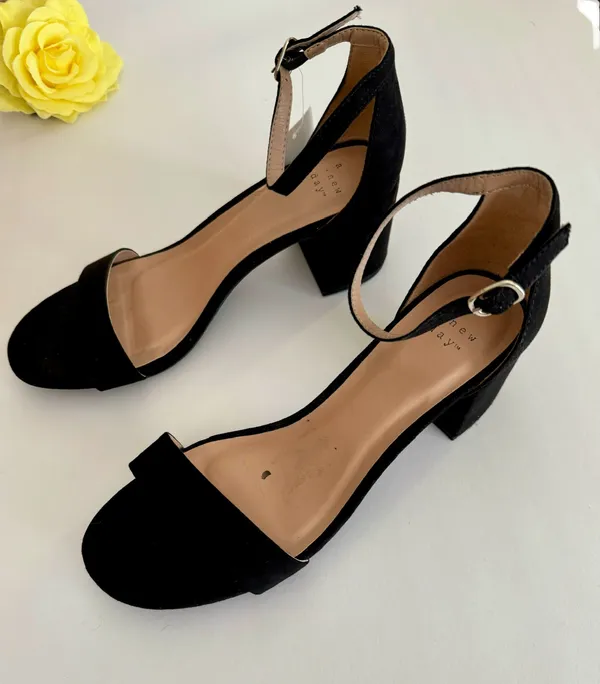 Black Suede Heels, Size 8 - Image 5