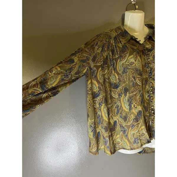 Free People Blouse Womens Medium Multicolor Paisley Balloon Sleeve Tunic Boho - Image 4