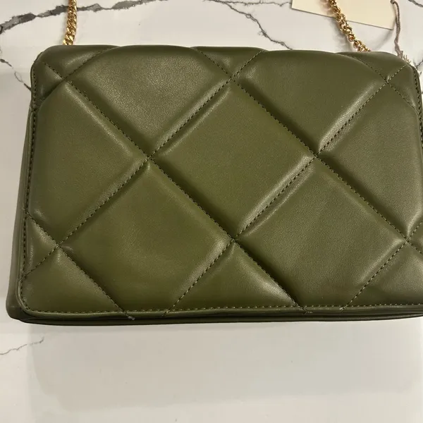 Olive Quilted Chain Shoulder Bag Purse NWT Green - Image 3