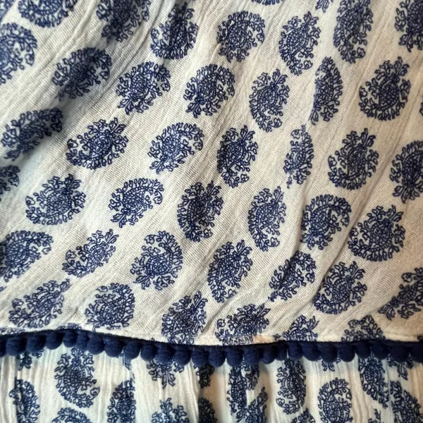 Polo Ralph Lauren Blue White Ruffle‎ Shoulder Strap Pom Pom Dress 10 New - Image 5